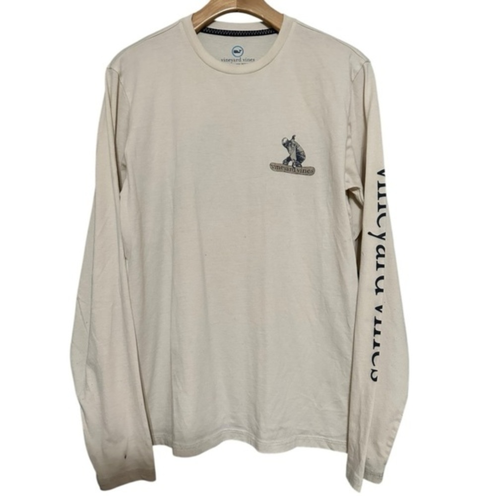 Vineyard Vines Mens Size S Tan Ivory Freestyle Snowboarding Long Sleeve T- Shirt